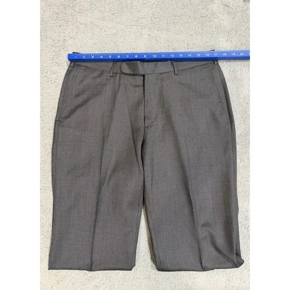 ERMENEGILDO ZEGNA Micronsphere Trousers 34x31 Gray Flat Front Dress Pants